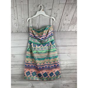 JADE MELODY TAM Anthropologie Mini‎ dress Womens XS Aztec Strapless pockets